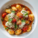Burrata gnocchi with basil and tomato