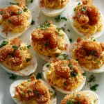 Cajun Deviled Eggs with Fried Shrimp