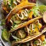 CARAMELISED ONION SMASHED BURGER TACOS