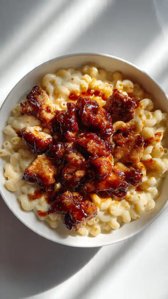 MAC N CHEESE & STICKY BBQ CHICKEN