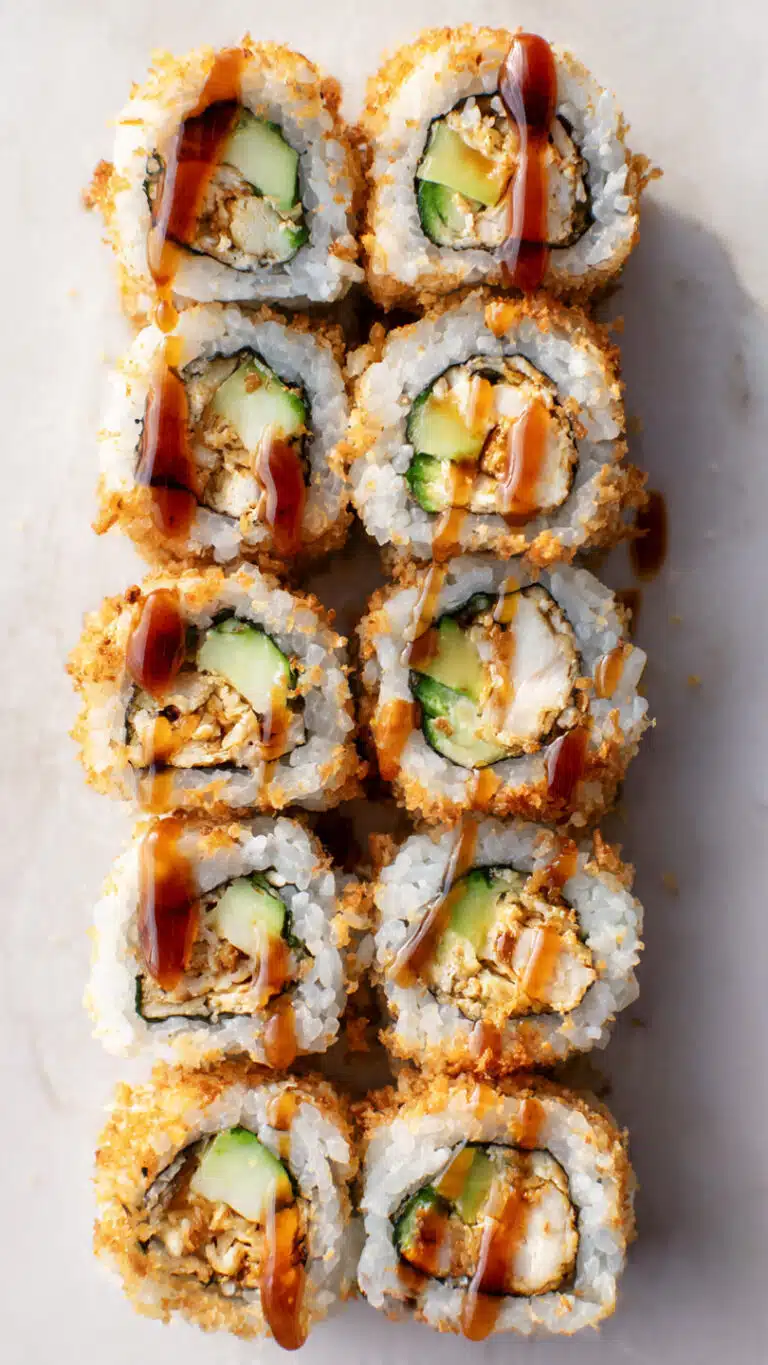 Crispy Rice Chicken Sushi Rolls (Cooked)