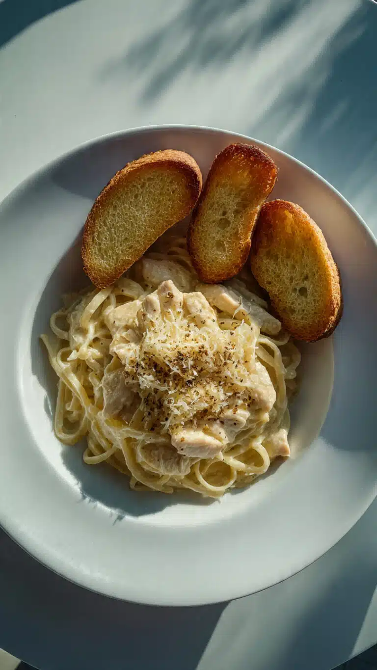 Chicken Alfredo Garlic Bread