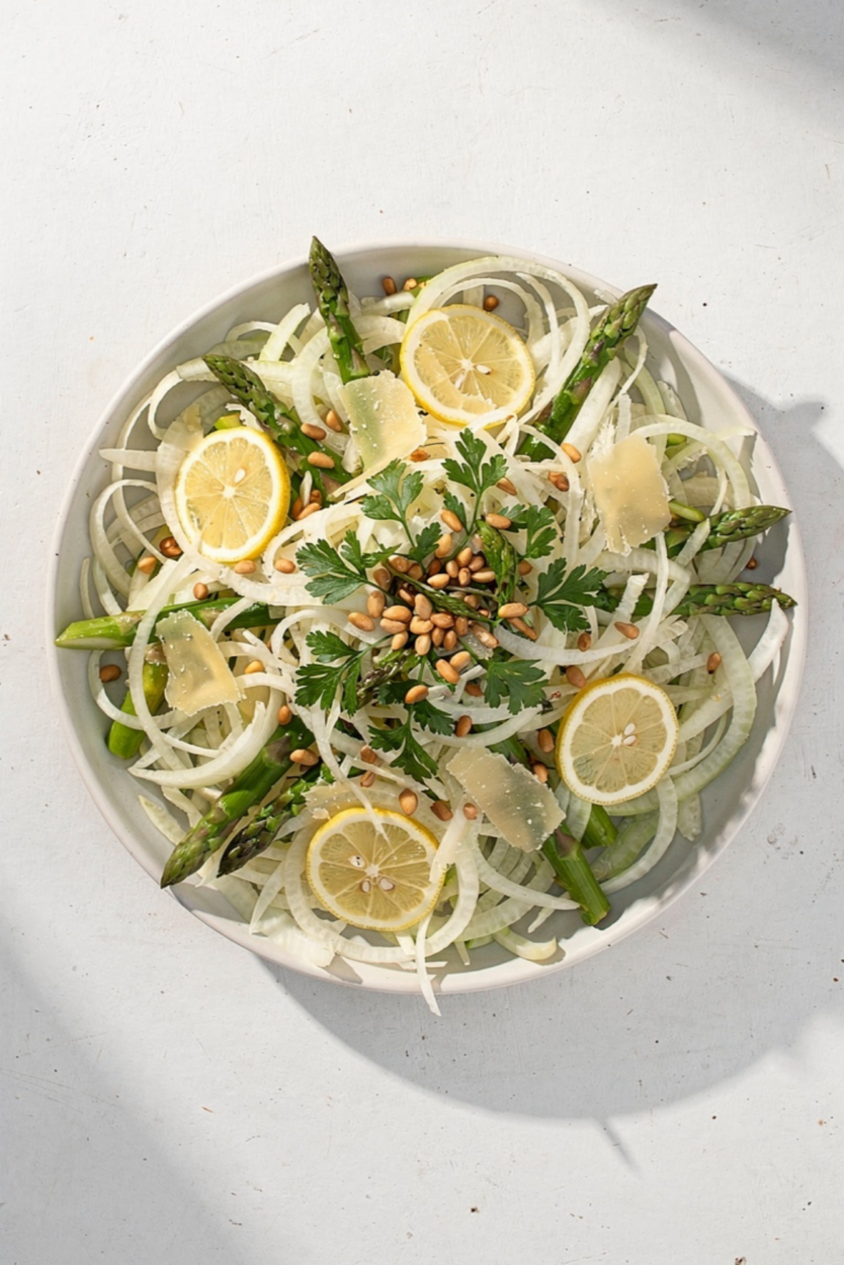 Lemony Shaved Fennel Asparagus Salad