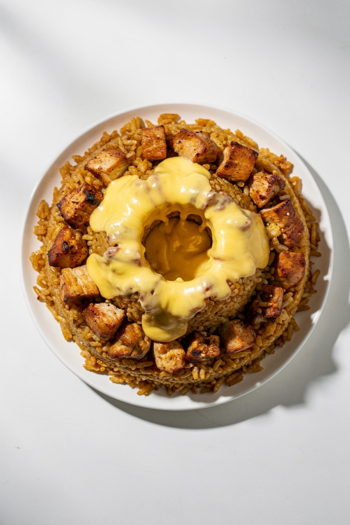 Molten Cheese Chicken Rice Volcano