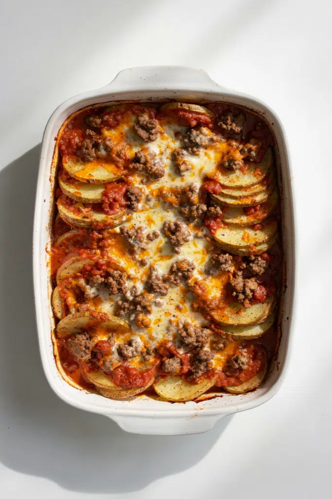 Spicy Slow Cooker Hamburger Potato Bake