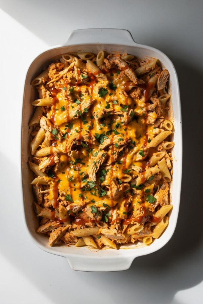 30-Minute Creamy Buffalo Chicken Pasta Bake Recipe
