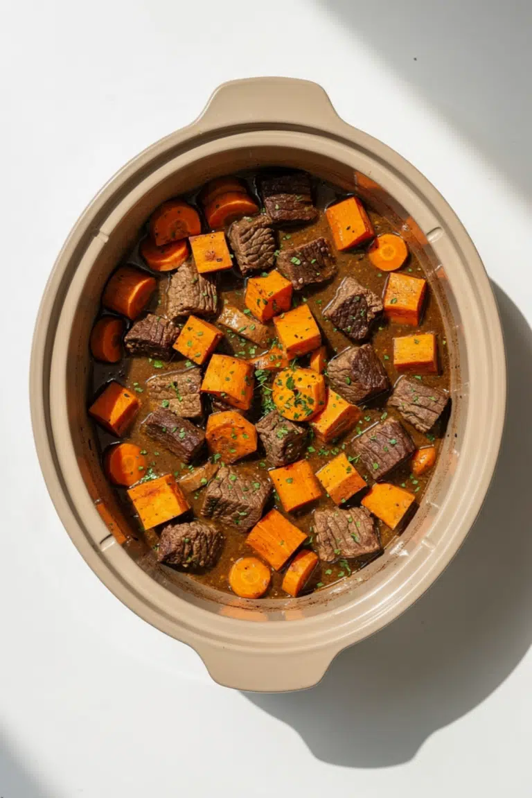 Slow Cooker Beef & Sweet Potato Casserole