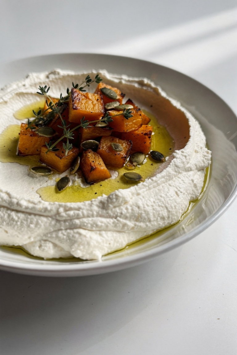 Baked Butternut Squash on Feta Dip