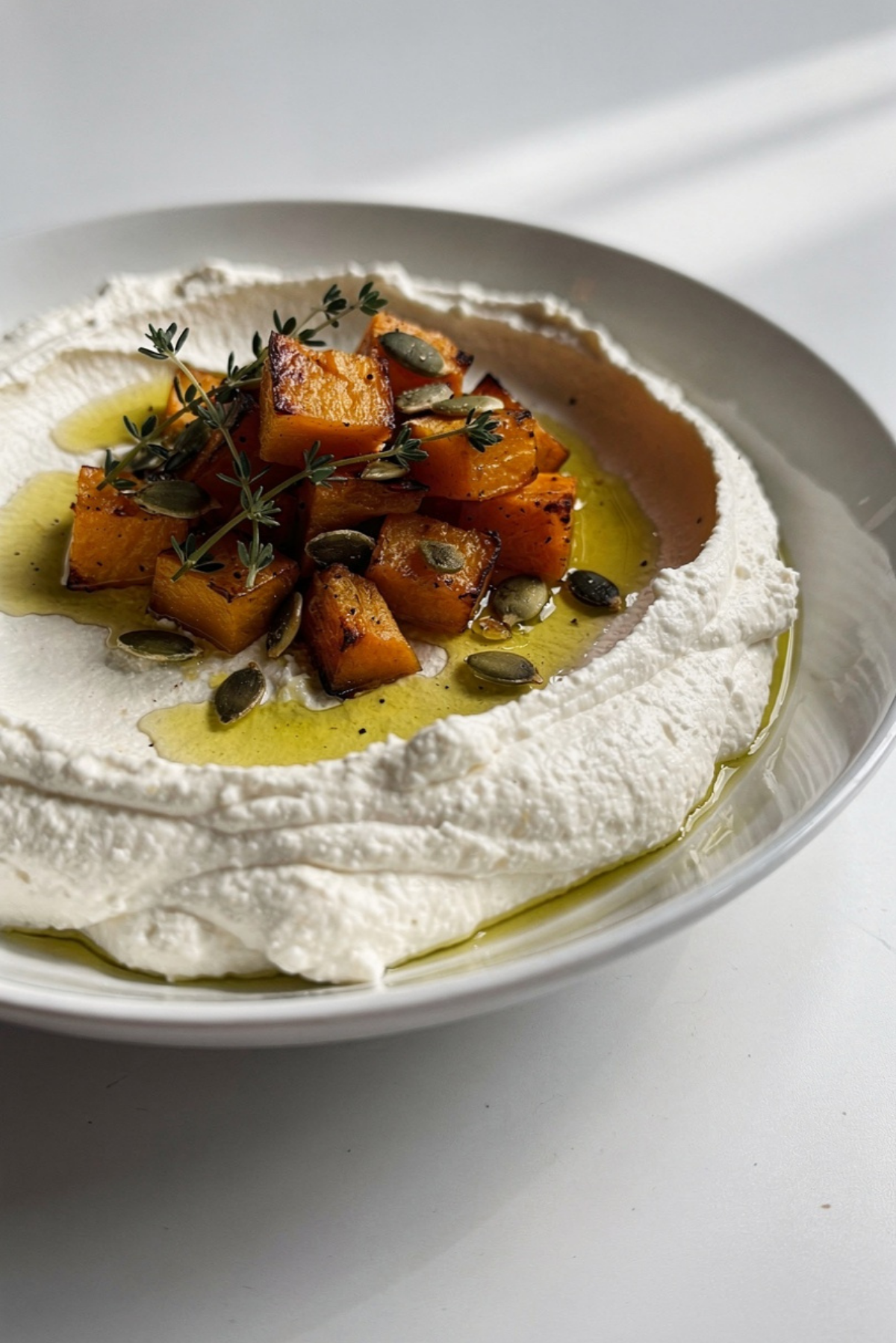 Baked Butternut Squash on Feta Dip