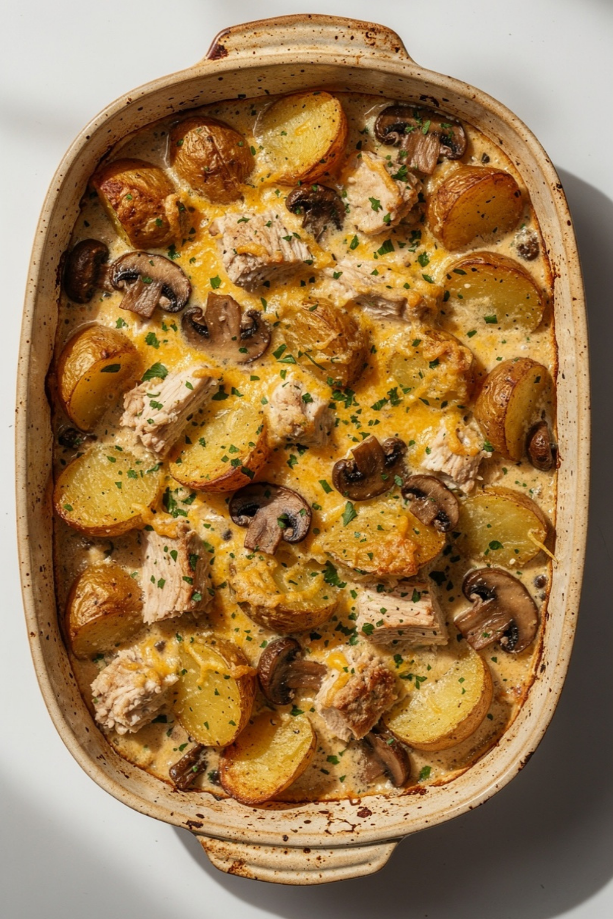 Creamy Turkey Casserole with Mushrooms & Potatoes