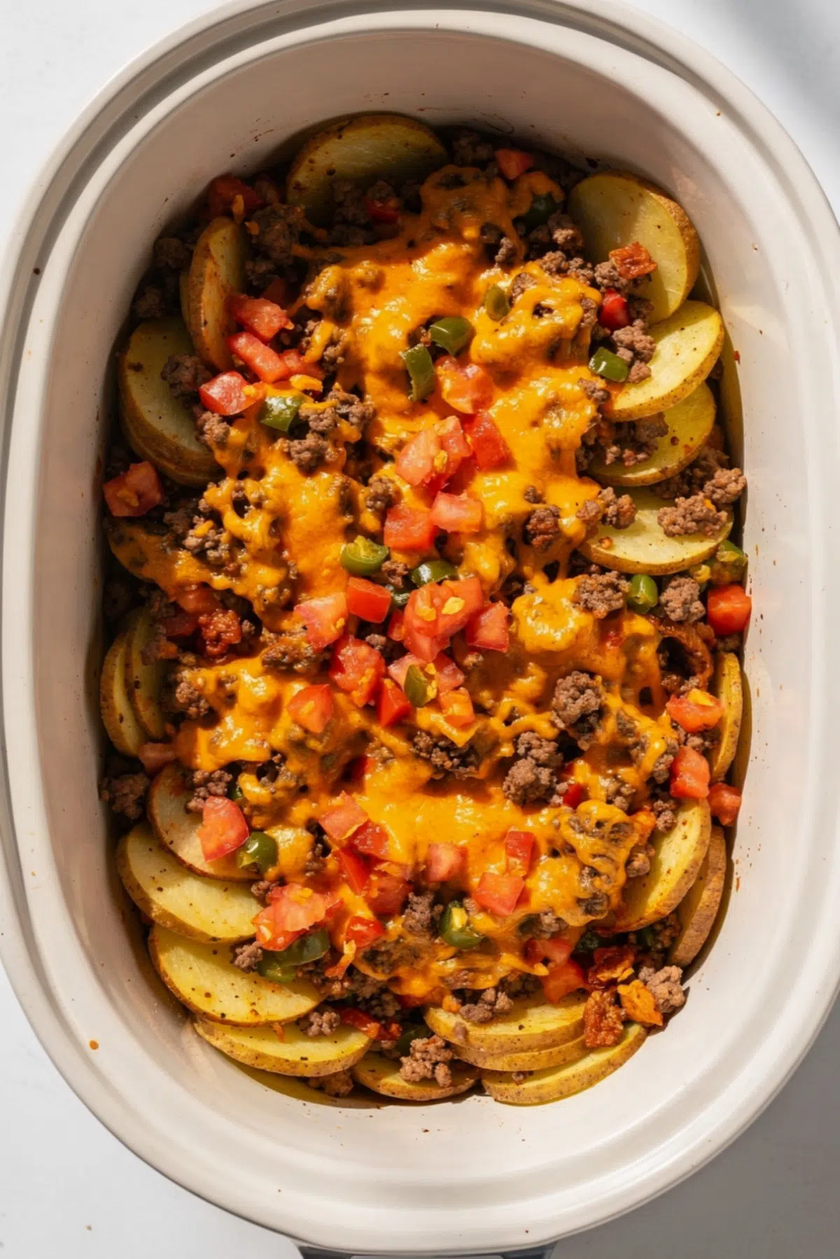 Mexican Style Crockpot Hamburger Potato Bake