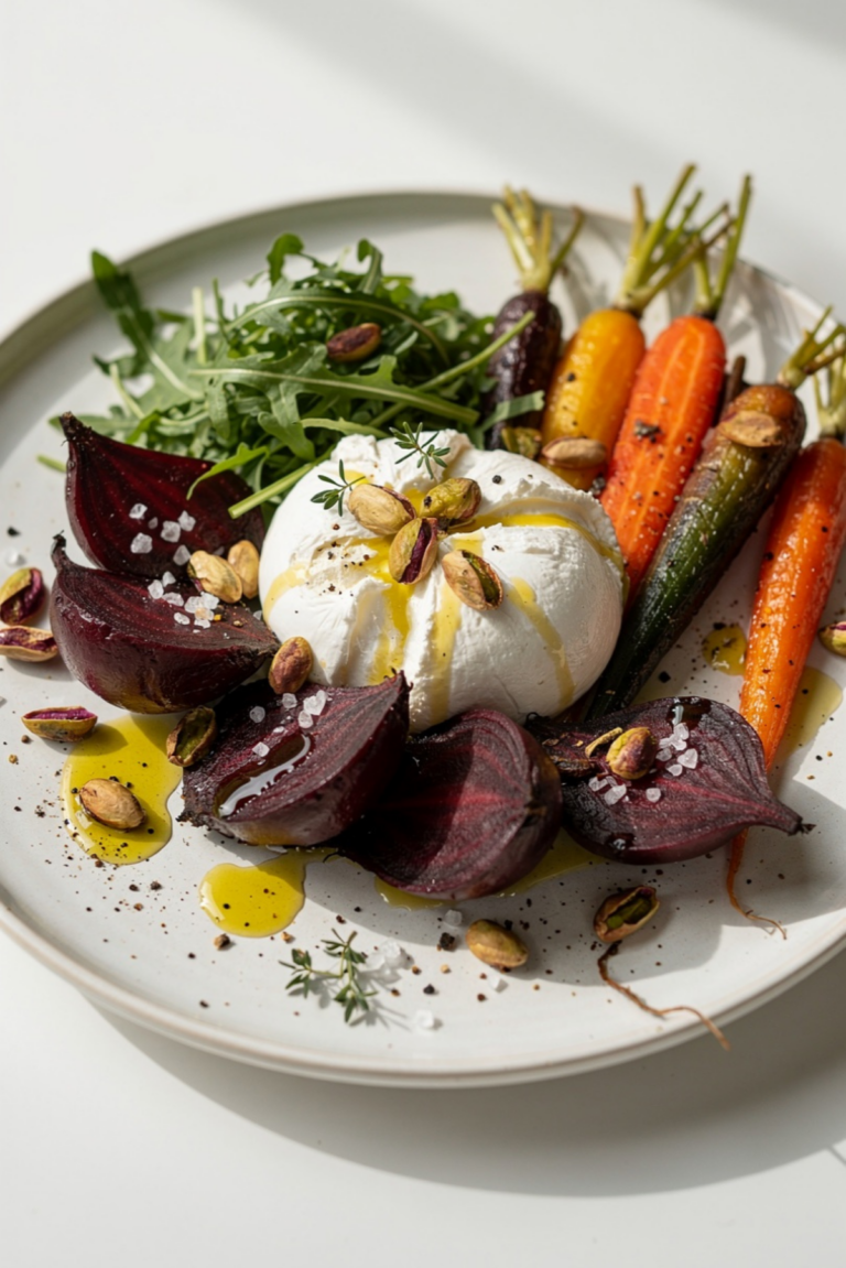 Roasted Beets and Carrots Salad with Burrata