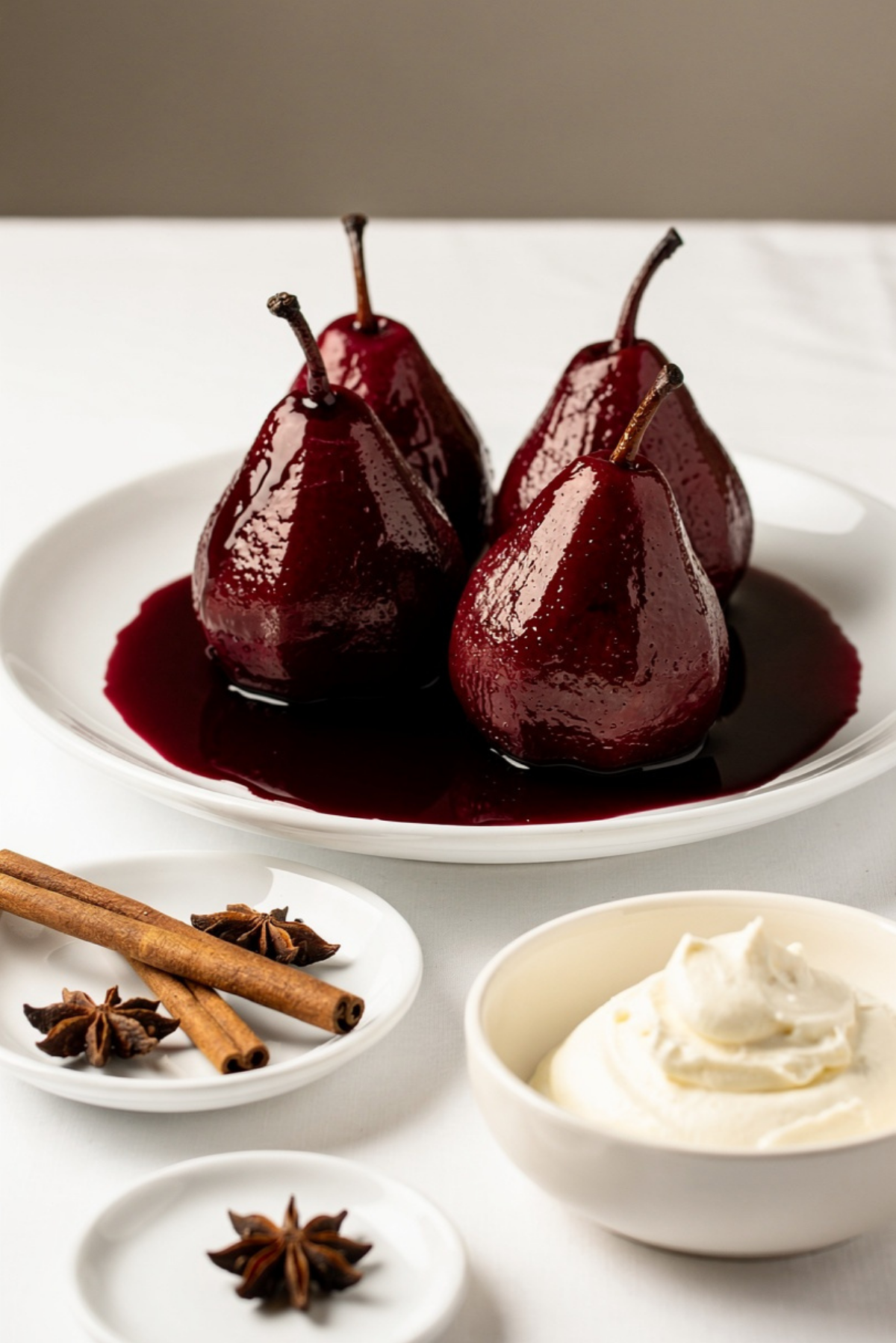 Red Wine Poached Pears