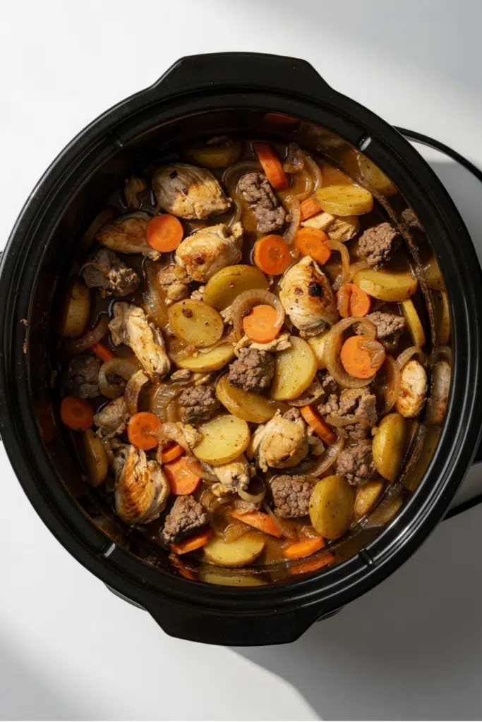 Crockpot Chicken & Beef Potato Casserole
