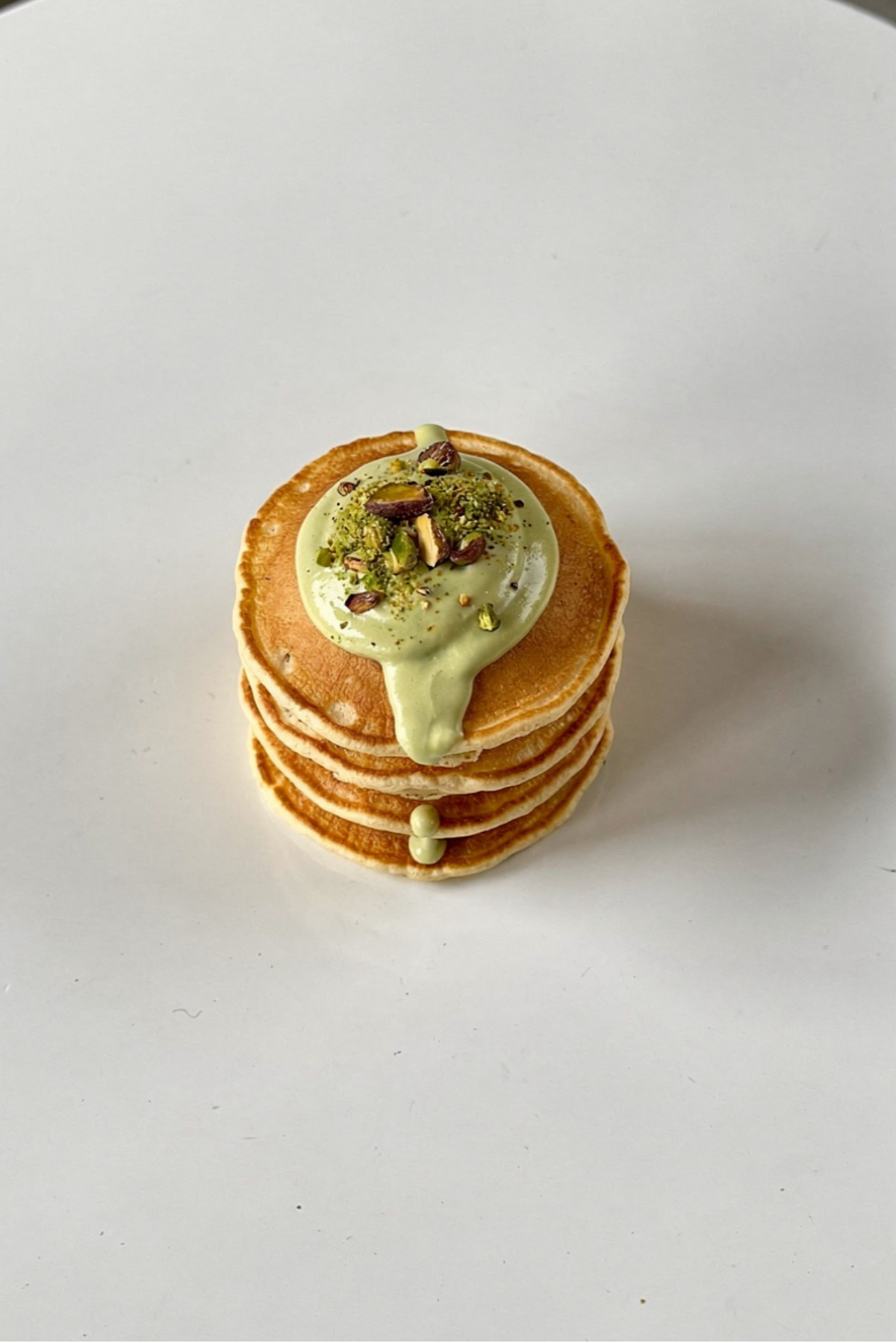 Golden Mini Pancakes with Pistachio Cream